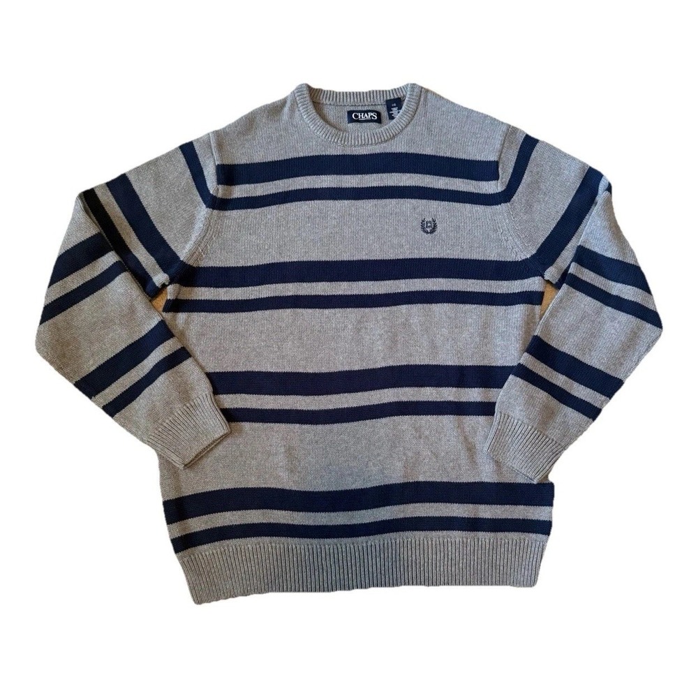 NWT Chaps Pullover Crew Neck Long Sleeve Striped Sweater Chaps Men's Large